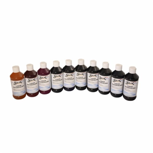 SAX 1567861 8 oz Washable Liquid Watercolor Paint, Assorted Colors - Set of 10 Perspective: front