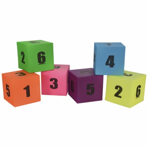 Jonson Bros Enterprise 2023938 5 in. Sportime Neon Coated Foam Number Dice, Assorted Colors - Perspective: front