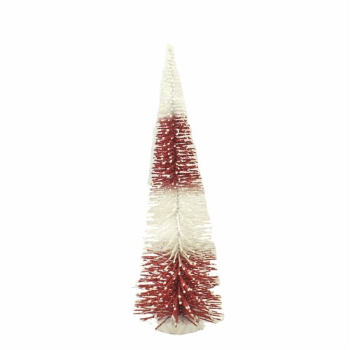 Christmas Rd/Wh Bottle Brush Tree Med Plastic Home Decor 2-Tones Xt854231 Perspective: front