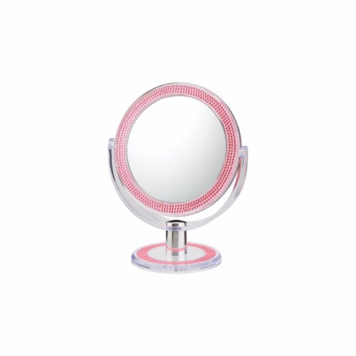 Aptations 850 Double Sided Free Standing Magnified Makeup Bathroom Mirror Pink Bling 1 Pick N Save