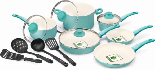 GreenLife Soft Grip Ceramic Nonstick Cookware Set - Turquoise, 13 pc - QFC