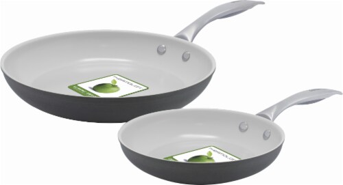 GreenLife Classic Gourmet Pro Ceramic Nonstick Frying Pan Set - Gray Perspective: front
