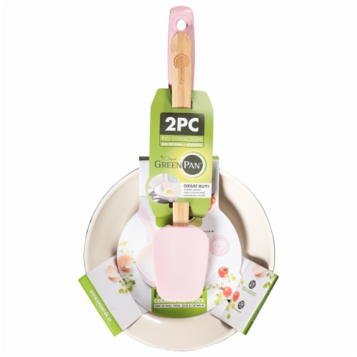 GreenPan Rio Frying Pan Healthy Ceramic Non Stick With Spatula - Pink Perspective: front