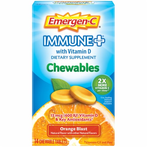 Emergen-C Immune+ Chewables Vitamin C Tablet Perspective: front