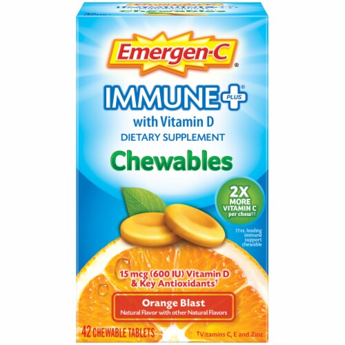 Emergen-C Immune+ Chewables Vitamin C With Vitamin D Tablet Perspective: front