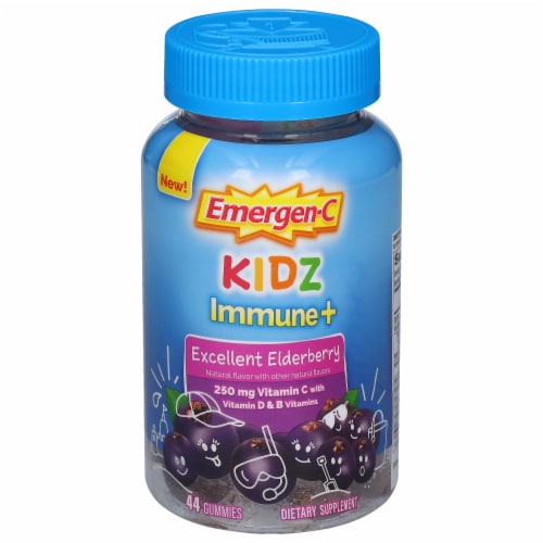 Emergen-C Kidz Immune+ Excellent Elderberry Dietary Supplement Gummies Perspective: front