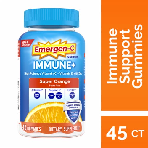 Emergen-C Immune+ Triple Action Super Orange Immune Support Gummies Perspective: front
