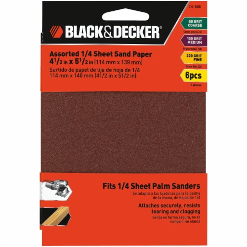 BLACK + DECKER Assorted Quarter-Sheet Sandpaper, 6 Pack - Fred Meyer