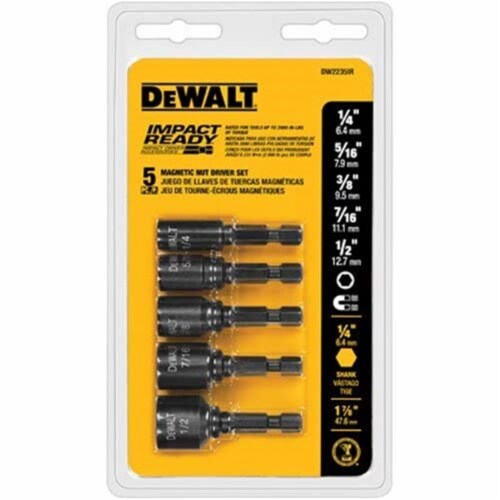 DEWALT(#DW2235IR) Imapct Ready 5-Piece Magnetic Nut Driver Bit Set Perspective: front