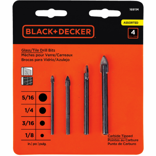 BLACK DECKER Glass and Tile Drill Bit Set 4 Piece 5 16 1 4 3