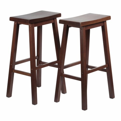 PJ Wood Classic Saddle Seat 29In Tall Kitchen Counter Stools Walnut Set of 2 1 Piece Fry s Food Stores