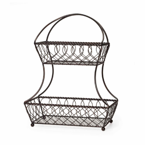 Mikasa Lattice 2-Tier Fruit Basket - Black Perspective: front