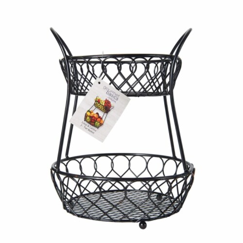 Mikasa Gourmet Basics Loop & Lattice 2-Tier Basket Perspective: front