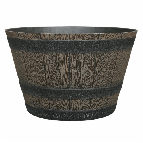 Whisky Barrel Planter - Brown Perspective: front