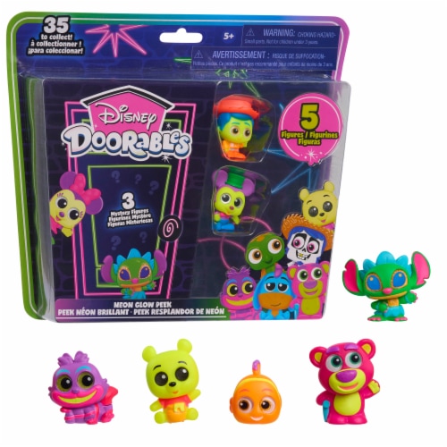 Disney Doorables Neon Glow Peek Mystery Figure Set Perspective: front