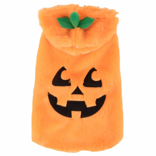 Simply Dog Medium-Large Orange Jack-O-Lantern Pet Costume Perspective: front