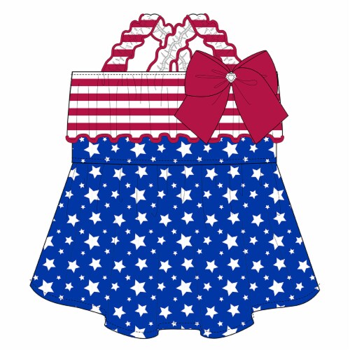Simply Dog Medium Stars & Stripes Ruffle Dress Pet Clothing Perspective: front