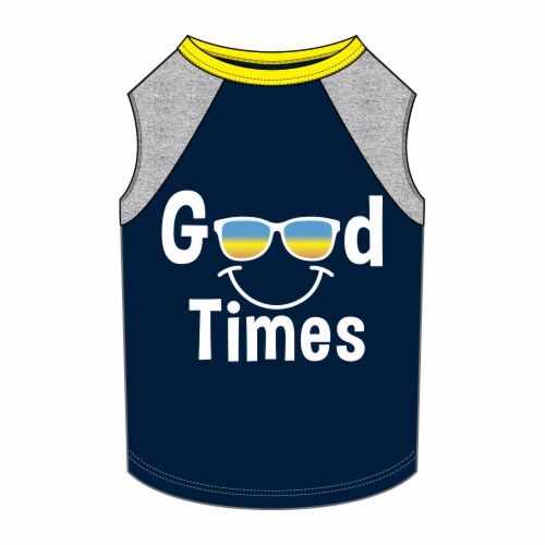 SimplyDog Blue Good Times Sunglasses Small Pet Tank Perspective: front