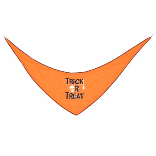 Simply Dog Extra Small-Small Orange Trick or Treat Pet Bandana Perspective: front