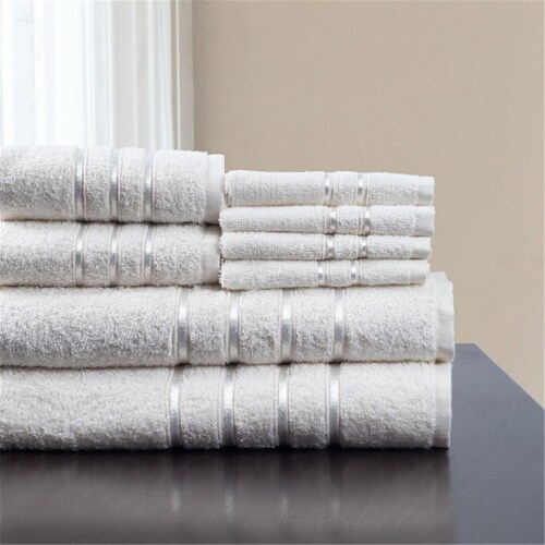 Lavish Home 8 Piece Plush Bath Towel Set 100 Cotton White 650 Gsm Soft Absorbent 1 unit Harris Teeter