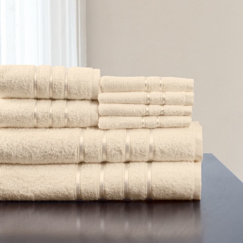 Lavish Home 8 Piece 100% Cotton Plush Bath Towel Set - Bone, 1 unit - Kroger