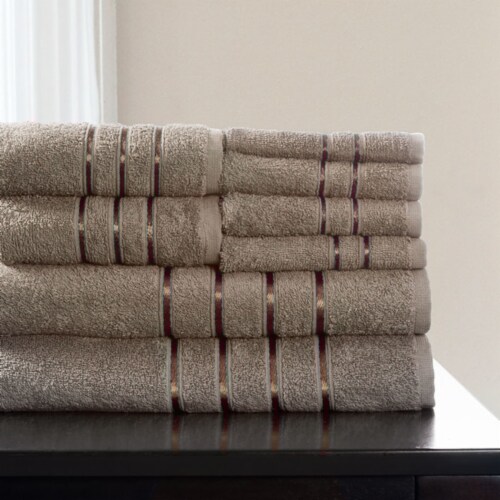 Lavish Home 8 Piece 100% Cotton Plush Bath Towel Set - Taupe, 1 unit -  Kroger