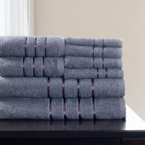 Lavish Home 8 Piece Cotton Plush Bath Towel Set Silver 100 Cotton 650 Gsm 1 unit Fred Meyer