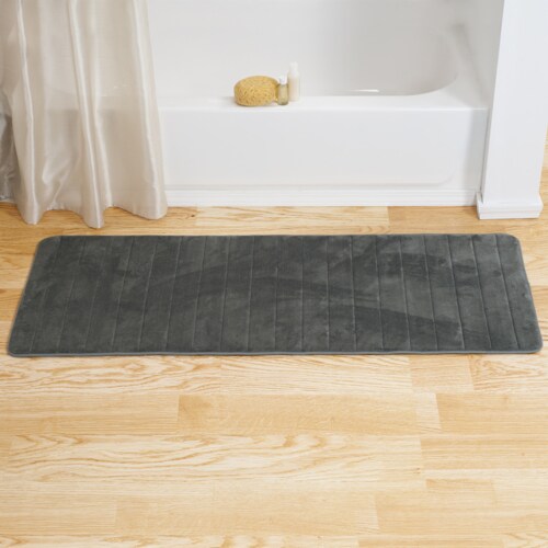 Lavish Home Memory Foam Striped Extra Long Bath Mat Silver 24X60, 1 unit Kroger