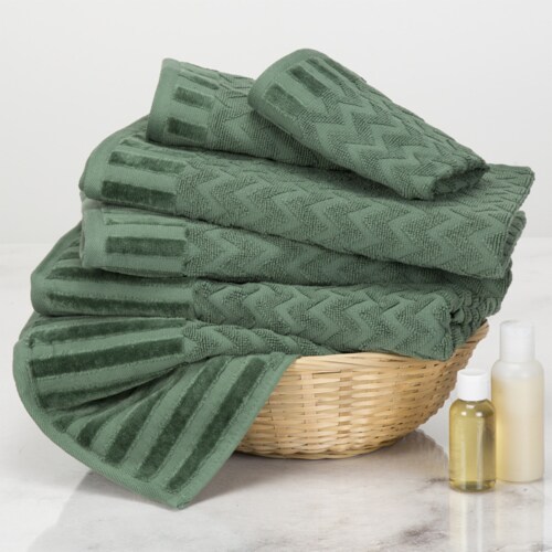 Lavish Home Chevron 100% Cotton 6 Piece Towel Set - Green, 1 unit