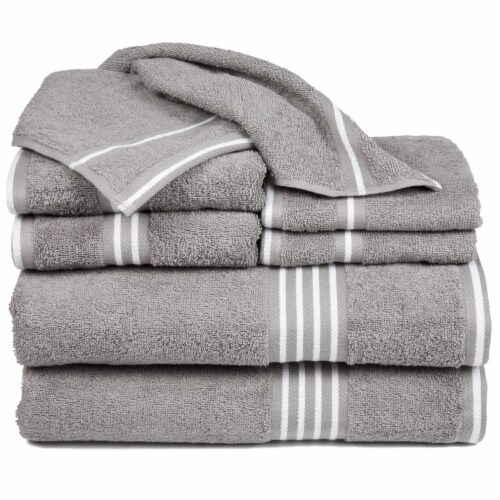 Lavish Home 100% Cotton Plush 8-Piece Bath Towel Set - White