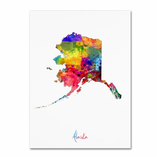 Michael Tompsett 'Alaska Map' Canvas Wall Art 35 x 47 Inches Perspective: front