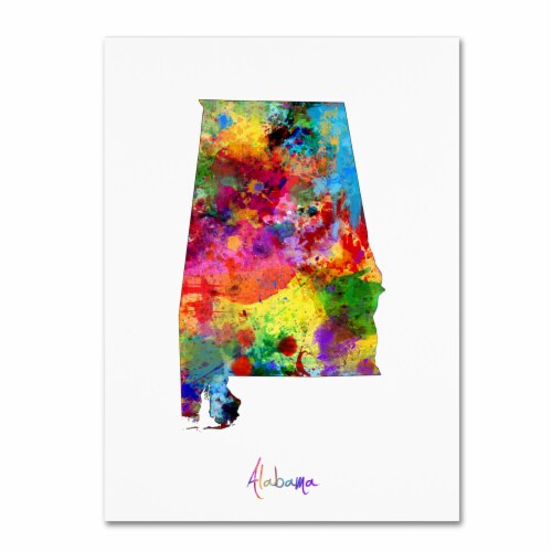 Michael Tompsett 'Alabama Map' Canvas Wall Art 35 x 47 Inches Perspective: front