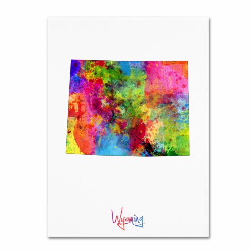 Michael Tompsett 'Wyoming Map' Canvas Wall Art 35 x 47 Inches Perspective: front