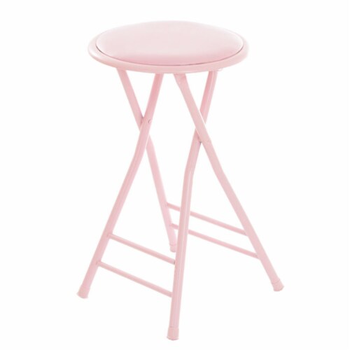 Trademark Home Pink Folding Stool 24 Inch Heavy Duty Collapsible Padded Seat 300 Pound Limit 1 unit Baker s