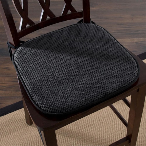Lavish Home Charcoal Memory Foam Chair Pad 16X16 Non Slip Ties Polyester 1 unit Smith s Food and Drug