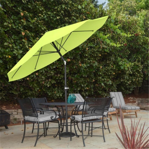 Pure Garden 50-100-LG 10 ft. Patio Table Umbrella with Easy Crank & Auto Tilt, Green Perspective: front