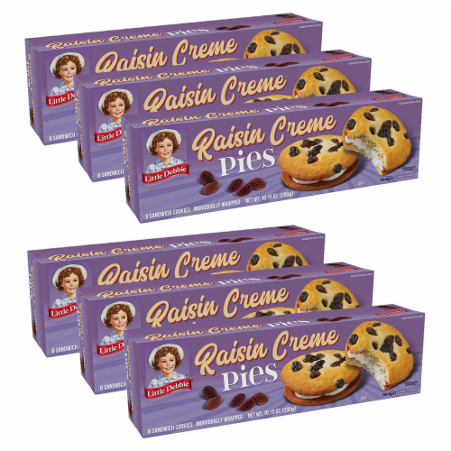 Little Debbie Raisin Crème Pies, 10.15 oz Per Box, 8 Count Per Box, 6 Boxes Perspective: front