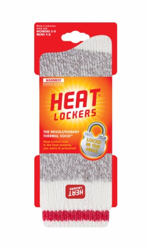 Heat Lockers Women's Warmest Cream Block Twist Crew Sock - Grey Perspective: front