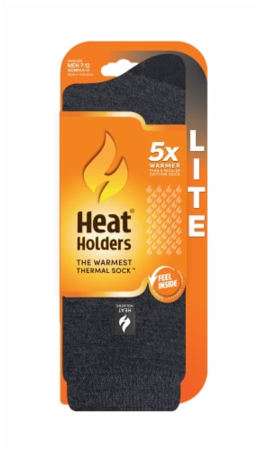 Heat Holders® Men's LITE™ Fieldfare Twist Crew Sock - Black / Grey Perspective: front