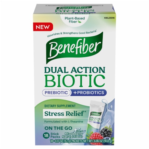 Benefiber Dual Action Biotic plus Stress Relief Perspective: front