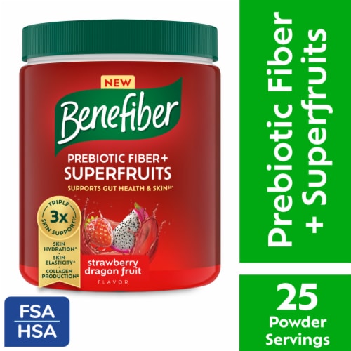 Benefiber Prebiotic Fiber + Superfruits Dietary Supplement, Strawberry Dragon Fruit Flavor Perspective: front
