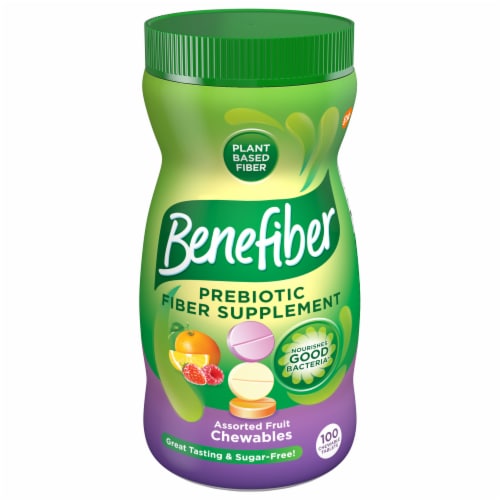 Benefiber Prebiotic Fiber Supplement Assorted Fruit Chewables Perspective: front