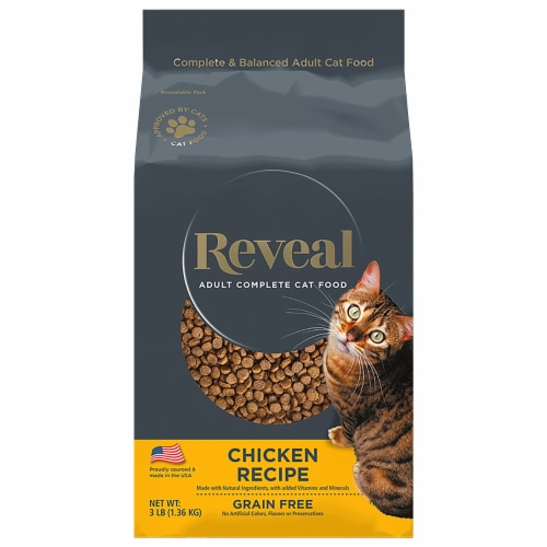 Reveal Adult Complete Dry Cat Food Chifken Recipe Perspective: front