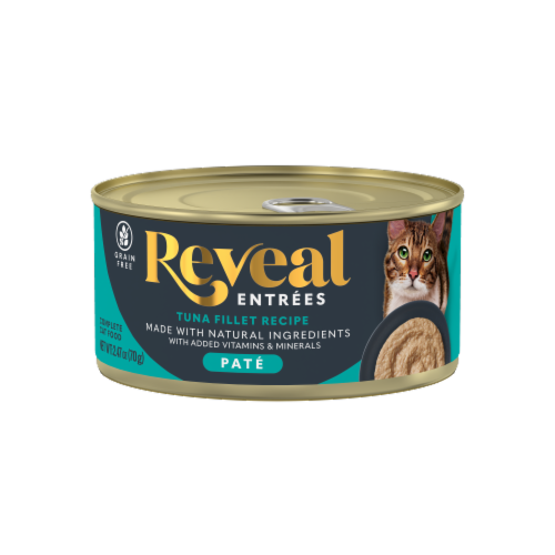 Reveal Entrees Pate Tuna Fillet Recipe in Broth Adult Wet Cat Food Perspective: front