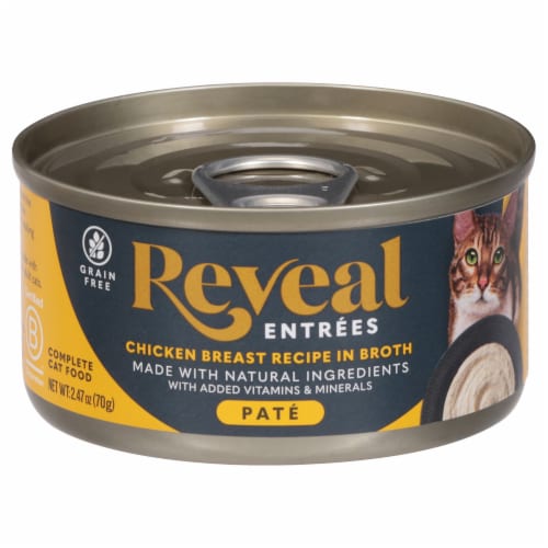 Reveal Entrees Pate Chicken Breast Recipe in Broth Adult Wet Cat Food Perspective: front