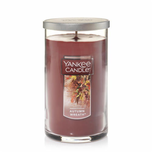 Yankee Candle Pillar Jar Candle - Autumn Wreath Perspective: front