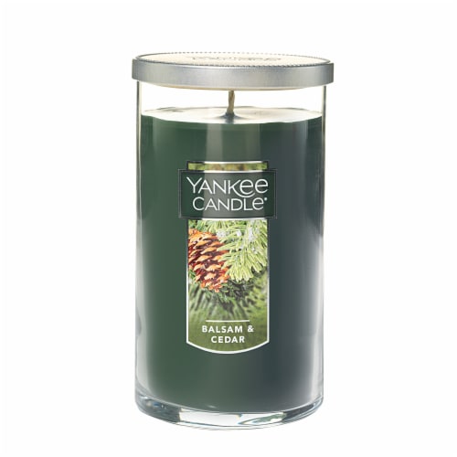 Yankee Candle® Balsam and Cedar Pillar Candle - Green Perspective: front
