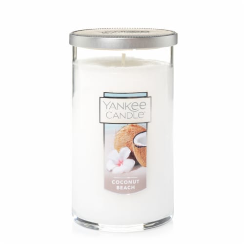 Yankee Candle Coconut Beach Pillar Candle - White Perspective: front
