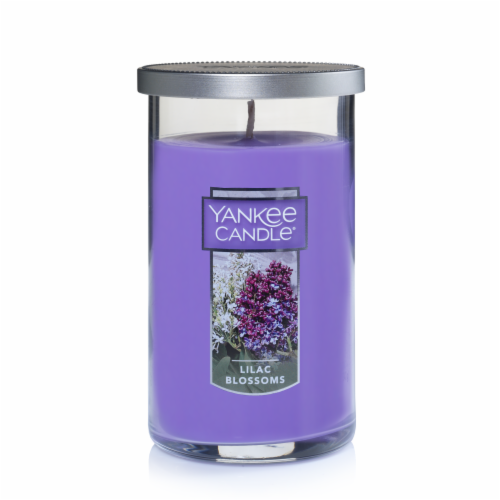 Yankee Candle Pillar Jar Candle Lilac Blossoms Perspective: front