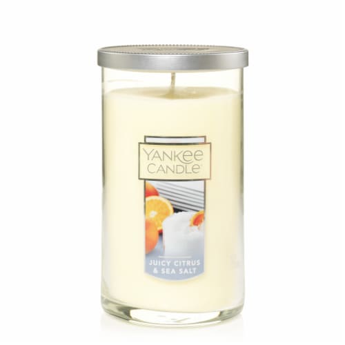 Yankee Candle® Juicy Citrus & Sea Salt Glass Pillar Jar Candle Perspective: front